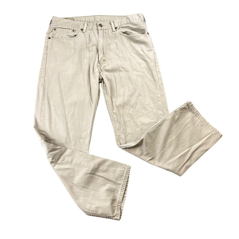Levis 505 Regular Fit Jeans Mens 36x30 Tan Khaki Cotton Straight Leg Denim Pants